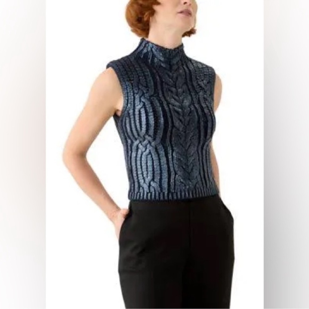 NWT Edit by Jason Wu Women's Sleeveless Mock Neck Metallic Vest